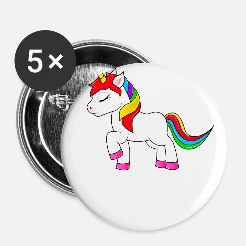 Cute unicorn - Buttons large 2.2''/56 mm (5-pack) - white