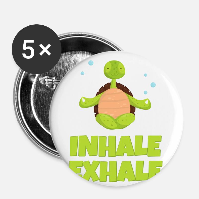 Meditating Turtle - Buttons large 2.2''/56 mm (5-pack) - white