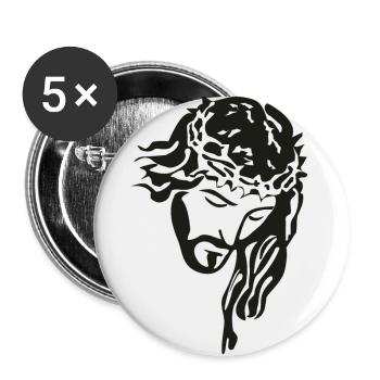 Jésus Christ avec chapelet silhouette marron - Lot de 5 grands badges (56 mm) - blanc - Devant