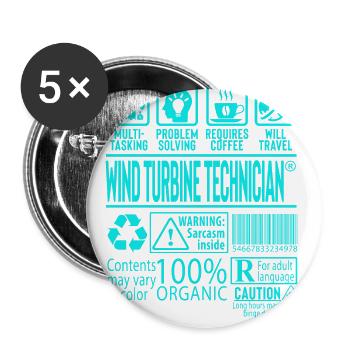 Cadeau de technicien d'éolienne - Lot de 5 grands badges (56 mm) - blanc - Devant