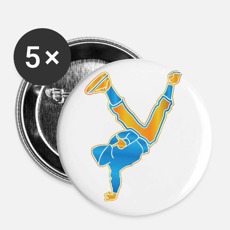 Breakdance - Buttons groß 56 mm (5er Pack) - Weiß