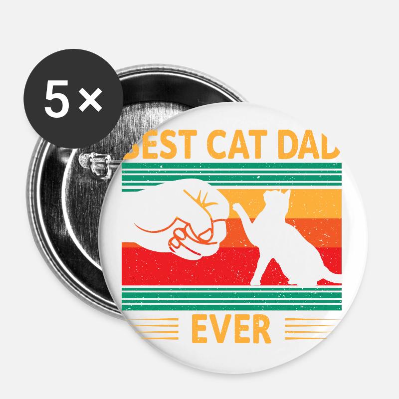 Best Cat Dad Ever - Buttons large 2.2''/56 mm (5-pack) - white