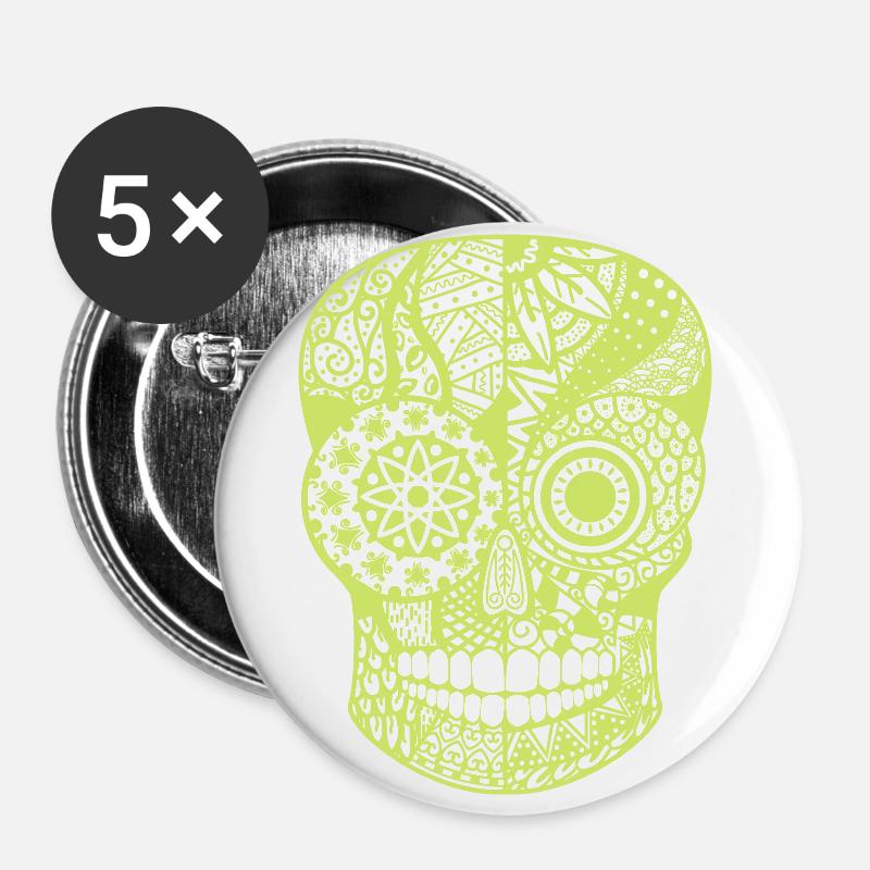 Neon Skull - Buttons large 2.2''/56 mm (5-pack) - white