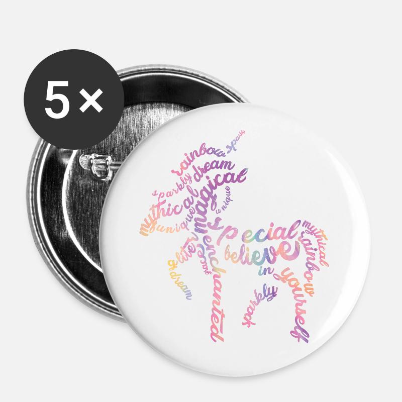 The cute unicorn - Buttons large 2.2''/56 mm (5-pack) - white