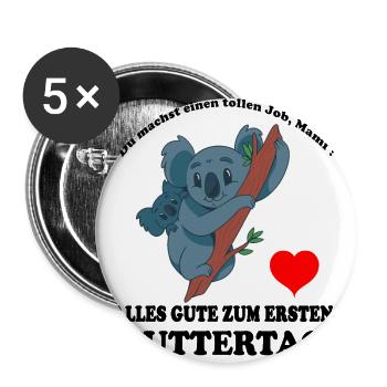 Muttertag Koalamama Muter Kind Herz Spruch Ersten - Buttons groß 56 mm (5er Pack) - Weiß - Vorne
