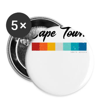 Vintage 70er 80er Jahre Stil Kapstadt Südafrika Retro - Buttons groß 56 mm (5er Pack) - Weiß - Vorne