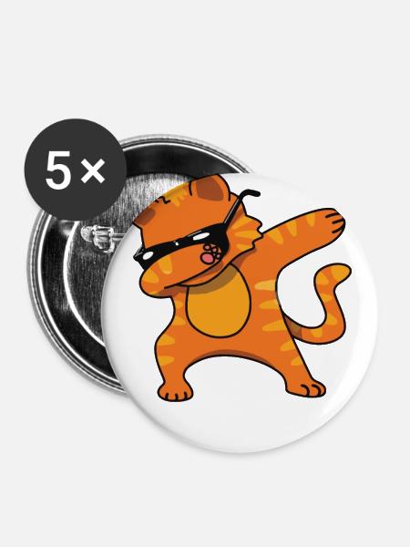 Die tupfende Katze - Buttons groß 56 mm (5er Pack) - Weiß