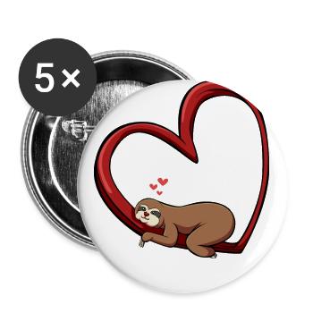 Paresse coeur amour relation amoureuse des animaux - Lot de 5 grands badges (56 mm) - blanc - Devant