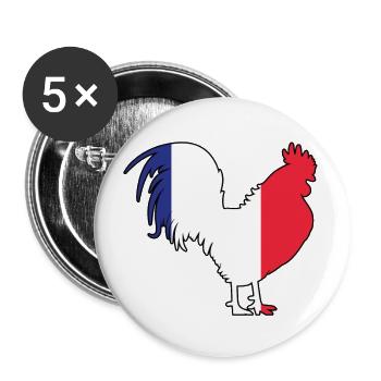 Französischer Gockel - Buttons groß 56 mm (5er Pack) - Weiß - Vorne