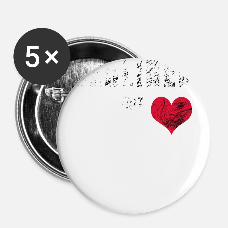 Berliner mit Herz - Buttons groß 56 mm (5er Pack) - Weiß