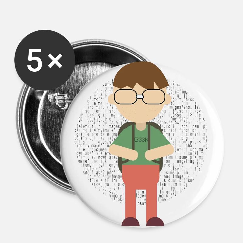 Geeks - Buttons groß 56 mm (5er Pack) - Weiß