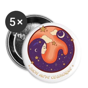 T-shirt horoscope Mon rêve cosmique cadeau humour - Lot de 5 grands badges (56 mm) - blanc - Devant