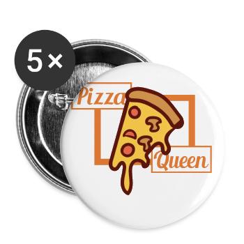 Pizza Queen - Buttons large 2.2''/56 mm (5-pack) - white - Front
