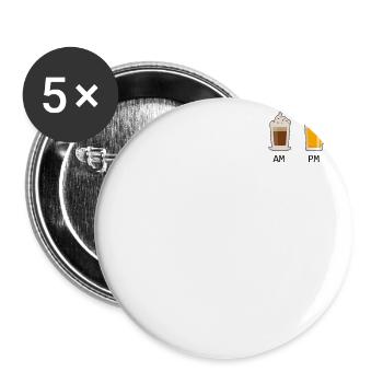 Coffee Beer Bierliebhaber Kaffeeliebhaber T-Shirt - Buttons groß 56 mm (5er Pack) - Weiß - Vorne