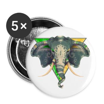 Indian Elephant Africa Safari Big Five - Buttons large 2.2''/56 mm (5-pack) - white - Front