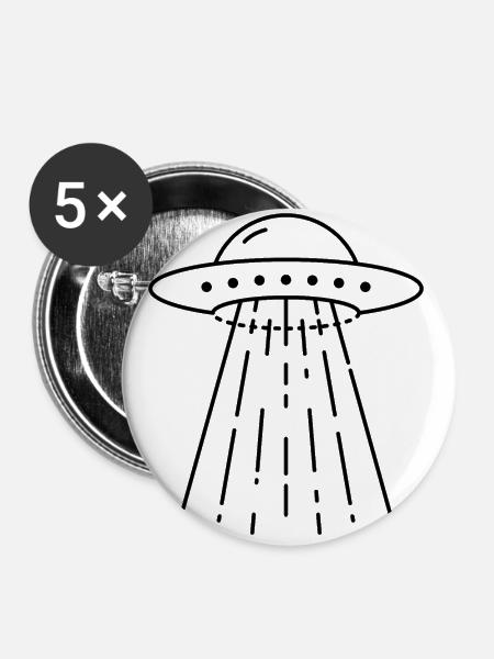 Ufo - Buttons groß 56 mm (5er Pack) - Weiß