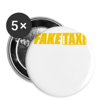 Fake Taxi Kostüm - Buttons groß 56 mm (5er Pack) - Weiß - Vorne
