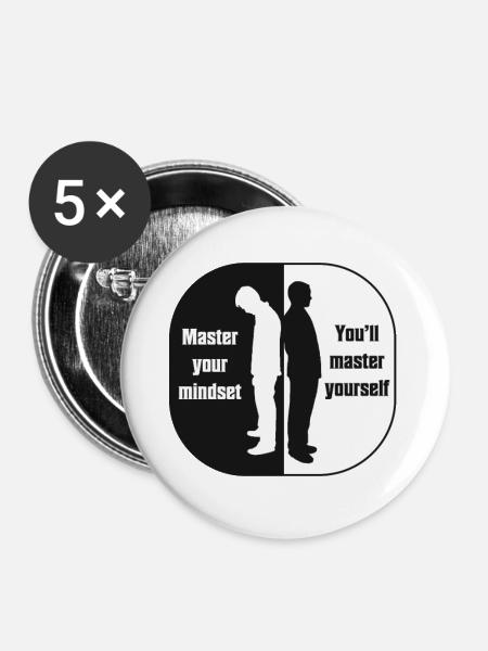 Beherrsche deine Denkweise - Buttons groß 56 mm (5er Pack) - Weiß