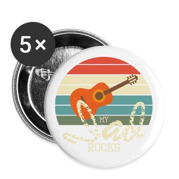 Conception de guitare - My Dad Rocks - Lot de 5 grands badges (56 mm) - blanc - Devant