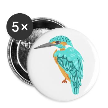 Eisvogel - Buttons groß 56 mm (5er Pack) - Weiß - Vorne