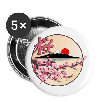 Japanese cherry blossom tree - Buttons large 2.2''/56 mm (5-pack) - white - Front