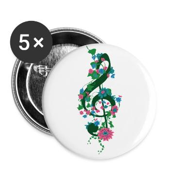 Clef with flowers - Buttons large 2.2''/56 mm (5-pack) - white - Front