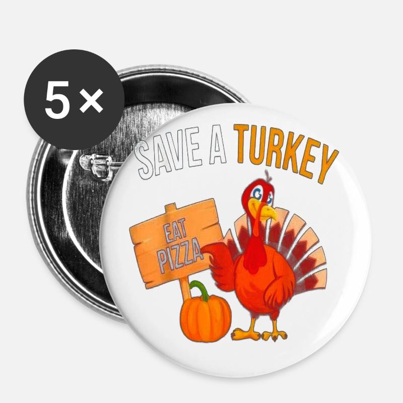 Thanksgiving turkey - Buttons large 2.2''/56 mm (5-pack) - white
