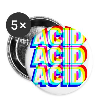 Acid House Techno Raver DJ Festival Party Geschenk - Buttons groß 56 mm (5er Pack) - Weiß - Vorne