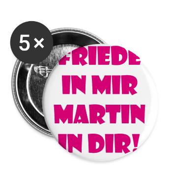 Friede in mir - Martin in Dir, Lustig, Fun, Humor - Buttons groß 56 mm (5er Pack) - Weiß - Vorne