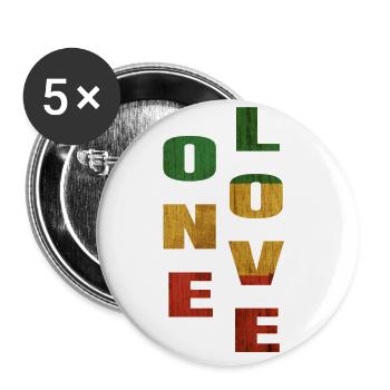 Friedensliebe Rasta Löwe von Juda Art Reggae - Buttons groß 56 mm (5er Pack) - Weiß - Vorne