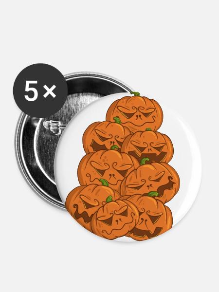 Kürbislaterne - Buttons groß 56 mm (5er Pack) - Weiß