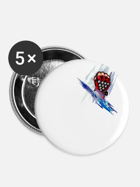 Kampfhandschuh Kunst - Buttons groß 56 mm (5er Pack) - Weiß