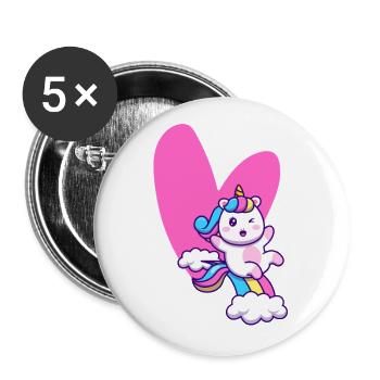 Unicorn of Love - Buttons large 2.2''/56 mm (5-pack) - white - Front