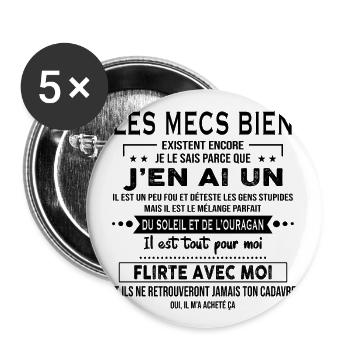 Les mecs bien existent encore Je le sais parce que - Lot de 5 grands badges (56 mm) - blanc - Devant