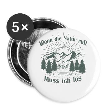 Fahrradfahrer Mountain Bike Berg Natur Spruch - Buttons groß 56 mm (5er Pack) - Weiß - Vorne