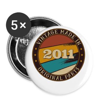 10th Birthday Vintage 10 Years Old Made In 2011 Gi - Buttons large 2.2''/56 mm (5-pack) - white - Front