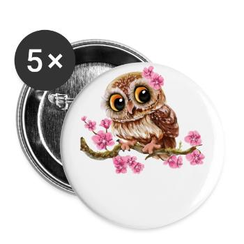 Ich Mag Halt Eulen, Okay? Lustige Eulen Sprüche Ow - Buttons groß 56 mm (5er Pack) - Weiß - Vorne