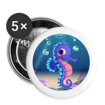 Sea horse - Buttons large 2.2''/56 mm (5-pack) - white - Front