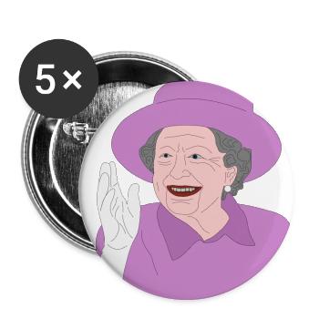 Queen Elizabeth II waves for the 70th Crown Jubilee - Buttons large 2.2''/56 mm (5-pack) - white - Front
