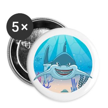 Shark - Buttons large 2.2''/56 mm (5-pack) - white - Front