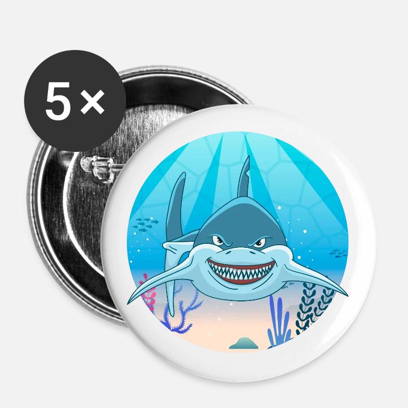 Shark - Buttons large 2.2''/56 mm (5-pack) - white