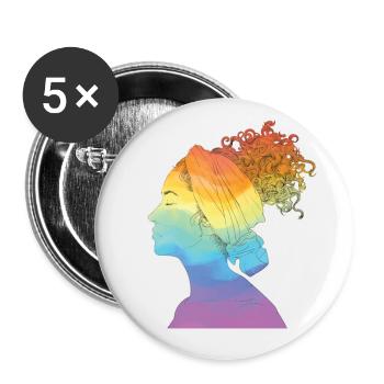 Rainbow Life, Femme, Liberté Rainbow Life, Wom - Lot de 5 grands badges (56 mm) - blanc - Devant