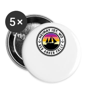 Heimat ist, wo der Anker fällt - Buttons groß 56 mm (5er Pack) - Weiß - Vorne