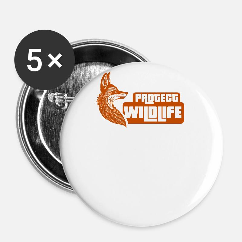 Protect wildlife - Buttons large 2.2''/56 mm (5-pack) - white