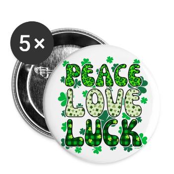 Saint Patrick Frieden Liebe Glück - Buttons groß 56 mm (5er Pack) - Weiß - Vorne