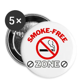 Smoke-free Zone Nichtraucher Geschenkidee - Buttons groß 56 mm (5er Pack) - Weiß - Vorne