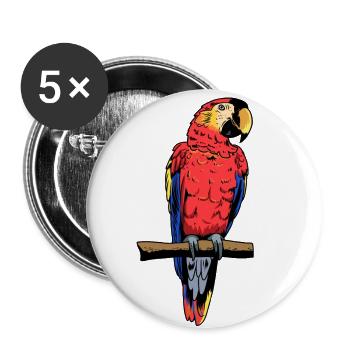 Perroquet Ara Oiseau exotique Faune Animaux du zoo - Lot de 5 grands badges (56 mm) - blanc - Devant