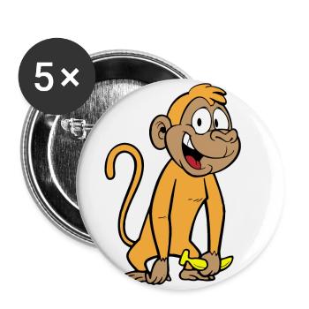 Monkey with banana - Buttons large 2.2''/56 mm (5-pack) - white - Front