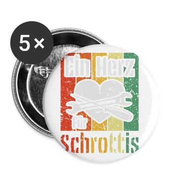 Handwerker & Schrotthändler | Ein Herz für Schrott - Buttons groß 56 mm (5er Pack) - Weiß - Vorne