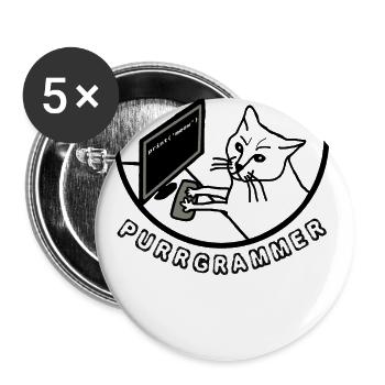 Chat PURRGRAMMER à l'ordinateur - Lot de 5 grands badges (56 mm) - blanc - Devant